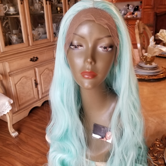 Mint Green Blue Lace Front Wig main image 6